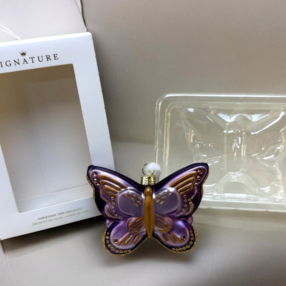 Hallmark Signature Purple Butterfly With Gemstones Jewel 2024 Glass Ornament